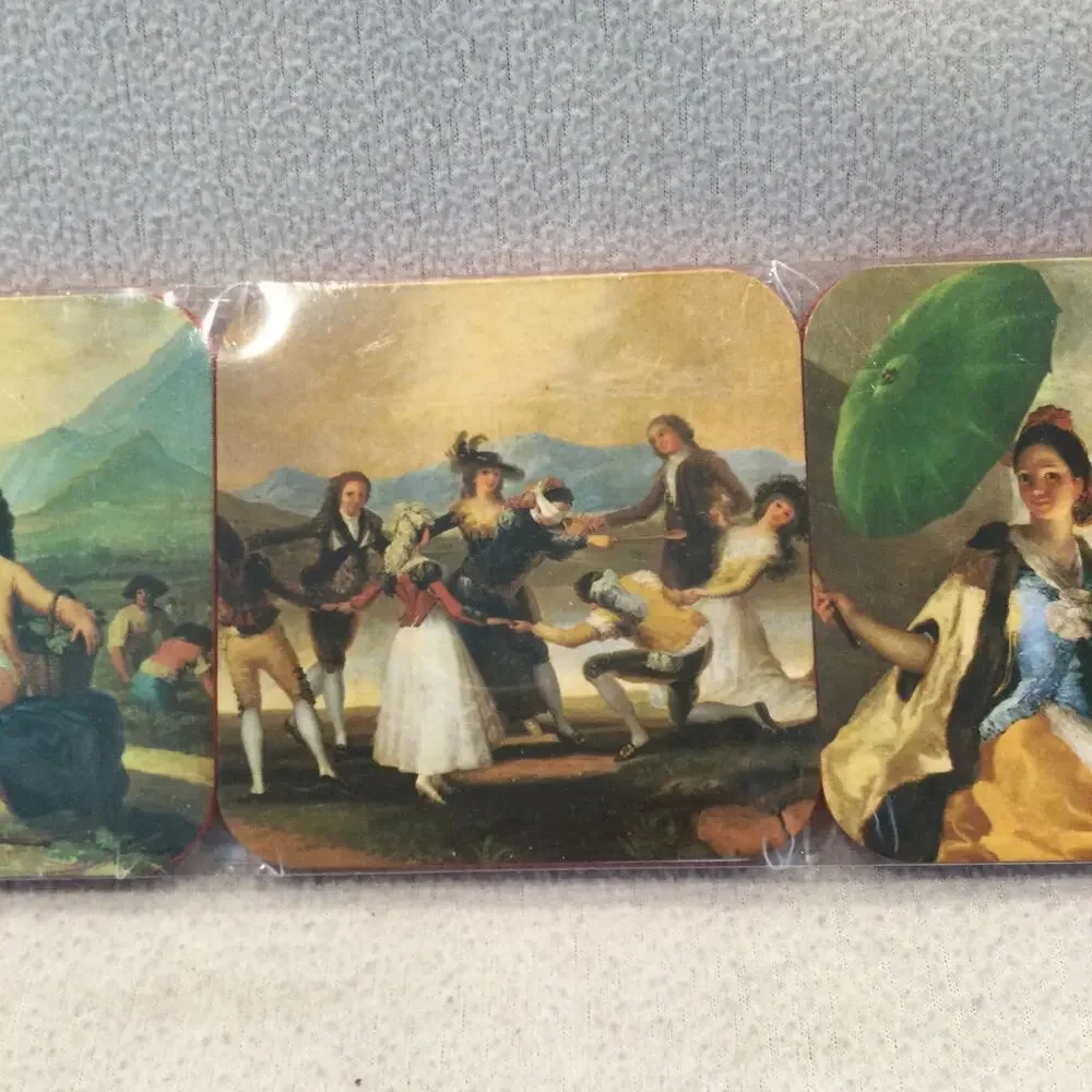 Vtg HEMA Goya Artwork‎ Spain Drink Coasters Set Of 6 In Original Package NEW Red